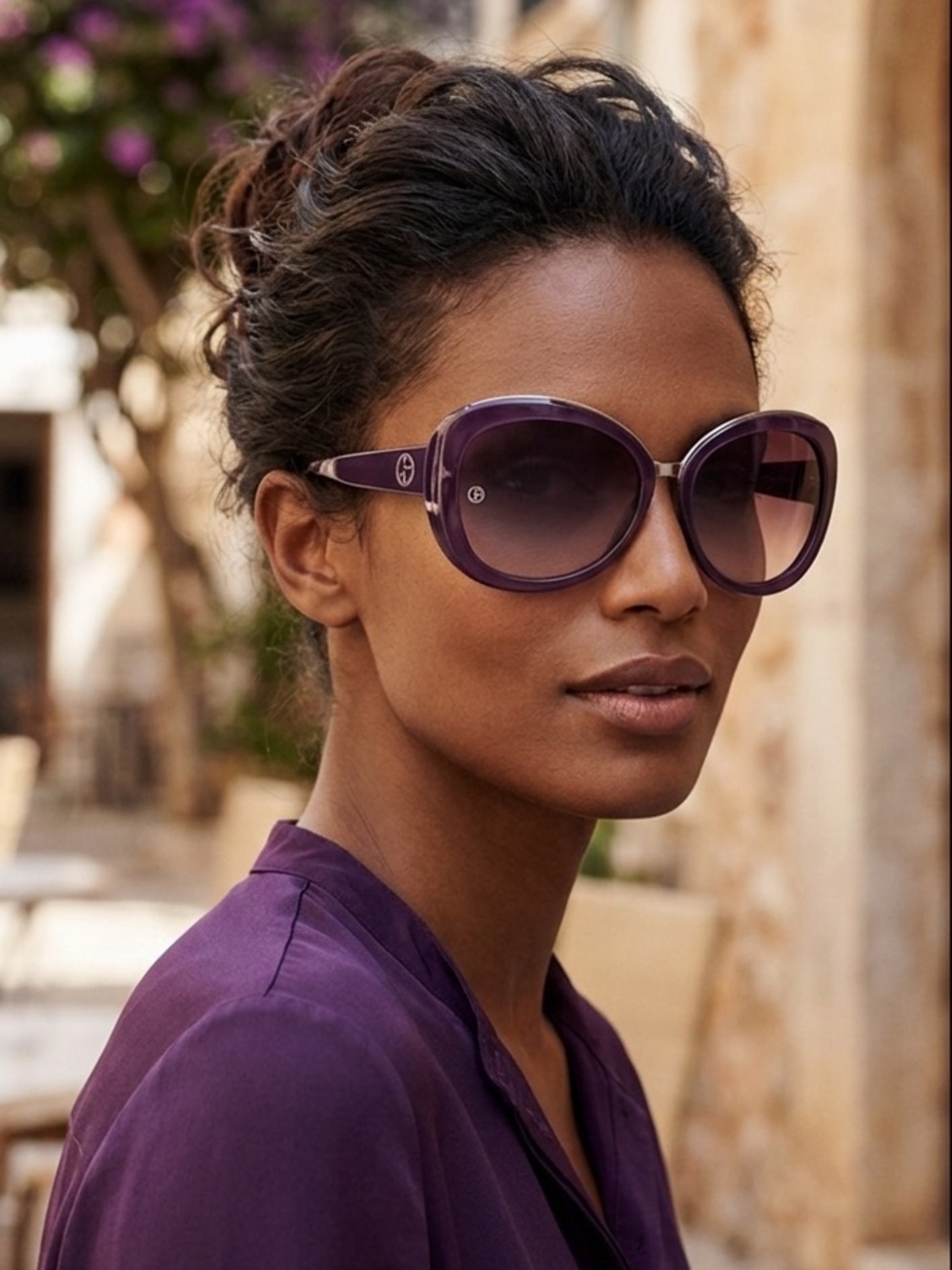 Giorgio Armani Purple Gradient Oversized Women's designer Sunglasses